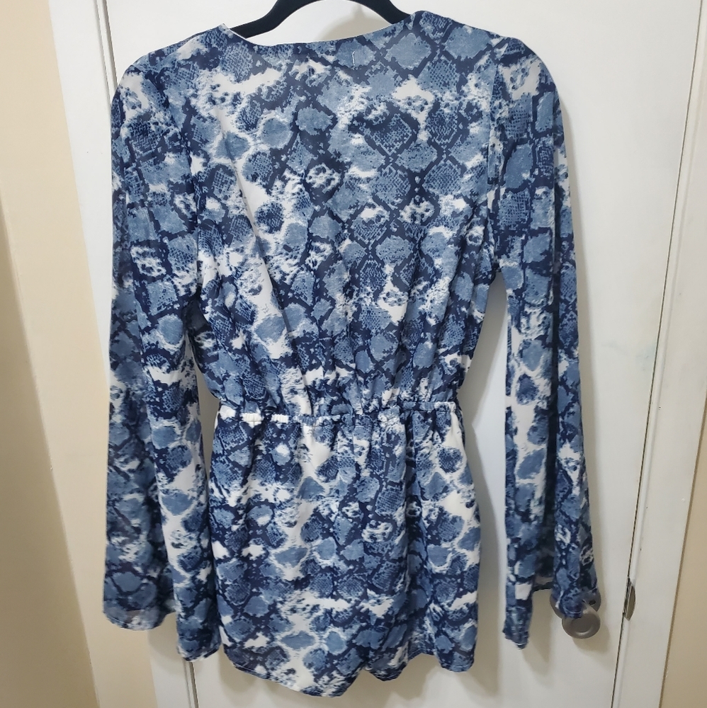 Blue Snake Print Romper - Picture 2 of 8